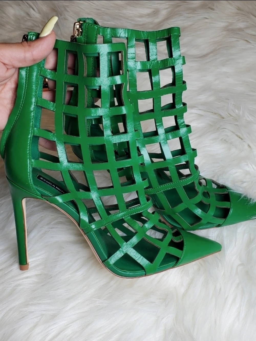 Steve Madden Jessica RichGreen Cage Stiletto Booties
